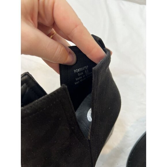 JOURNEE COLLECTION Black Issla Almond Toe Block Heel Slip On Booties Size 6.5 - Picture 14 of 16